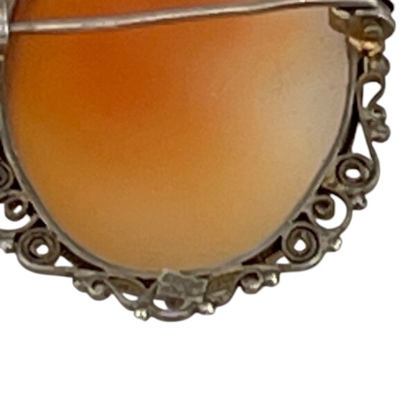 Antique European Cameo Brooch With Ornate Filigree Frame & 835 Silver Mark - Picture 6 of 9